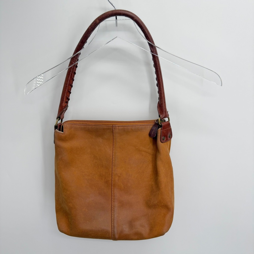 Sundance Brown Leather Woven Hobo Shoulder Bag Braided Strap Zip Closure Italy - Picture 4 of 15